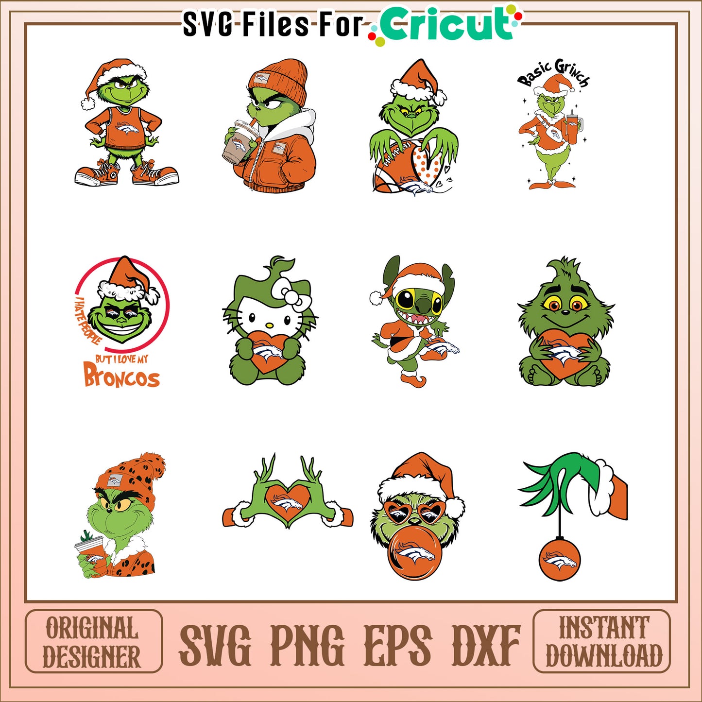 Grinch Broncos SVG Bundle Instant Download