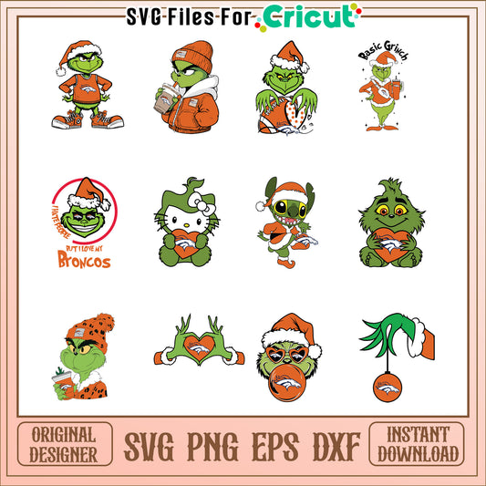 Grinch Broncos SVG Bundle Instant Download