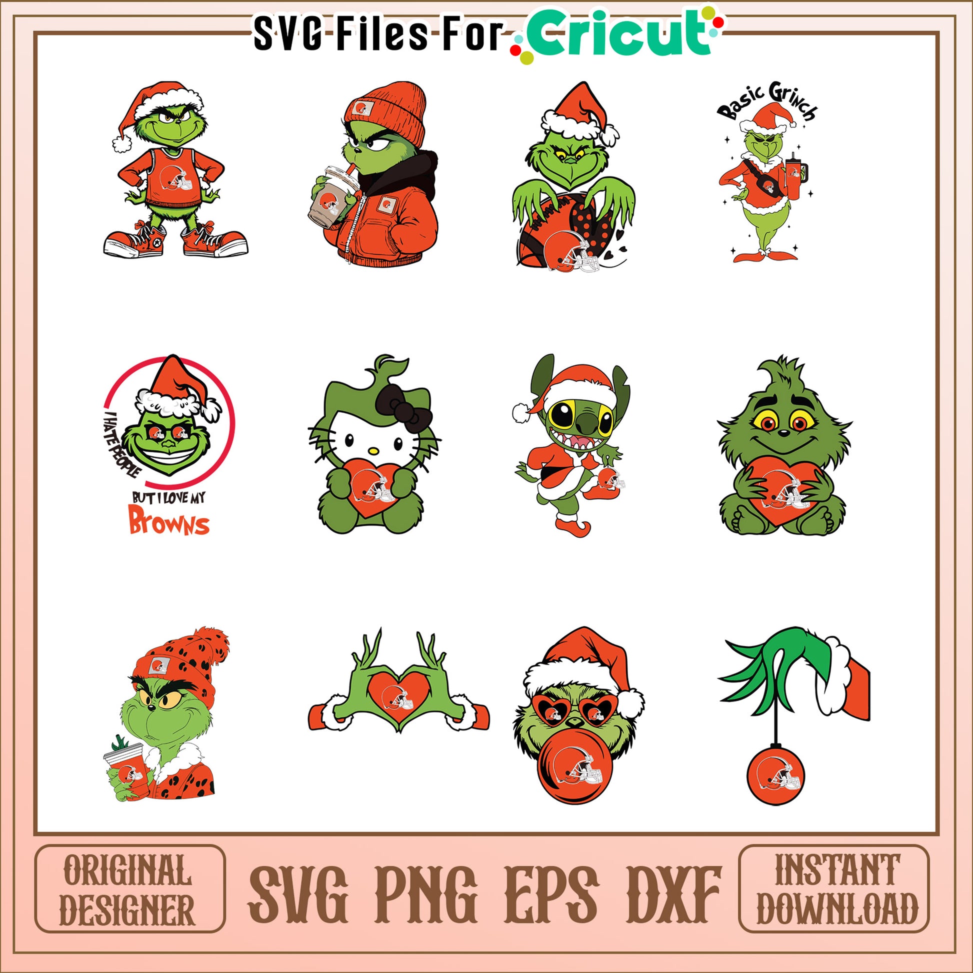 Grinch Browns SVG Bundle Instant Download