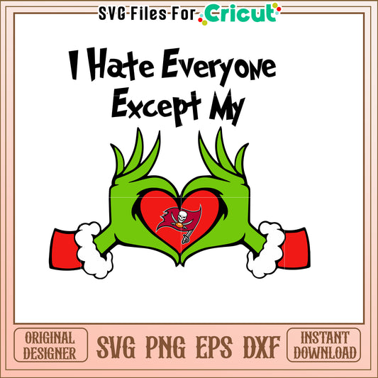 Grinch Buccaneers Heart SVG