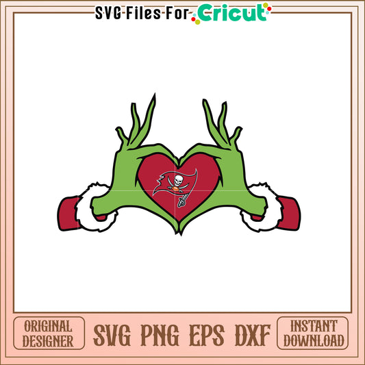 Grinch Buccaneers Heart SVG Design