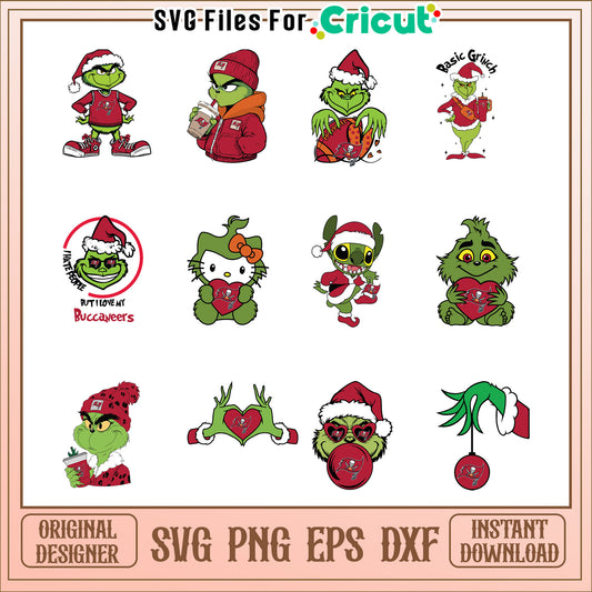 Grinch Buccaneers SVG Bundle Instant Download