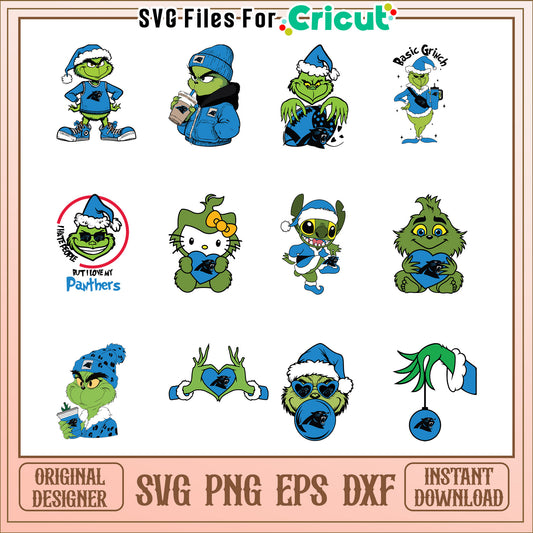 Grinch Carolina Panthers SVG Bundle