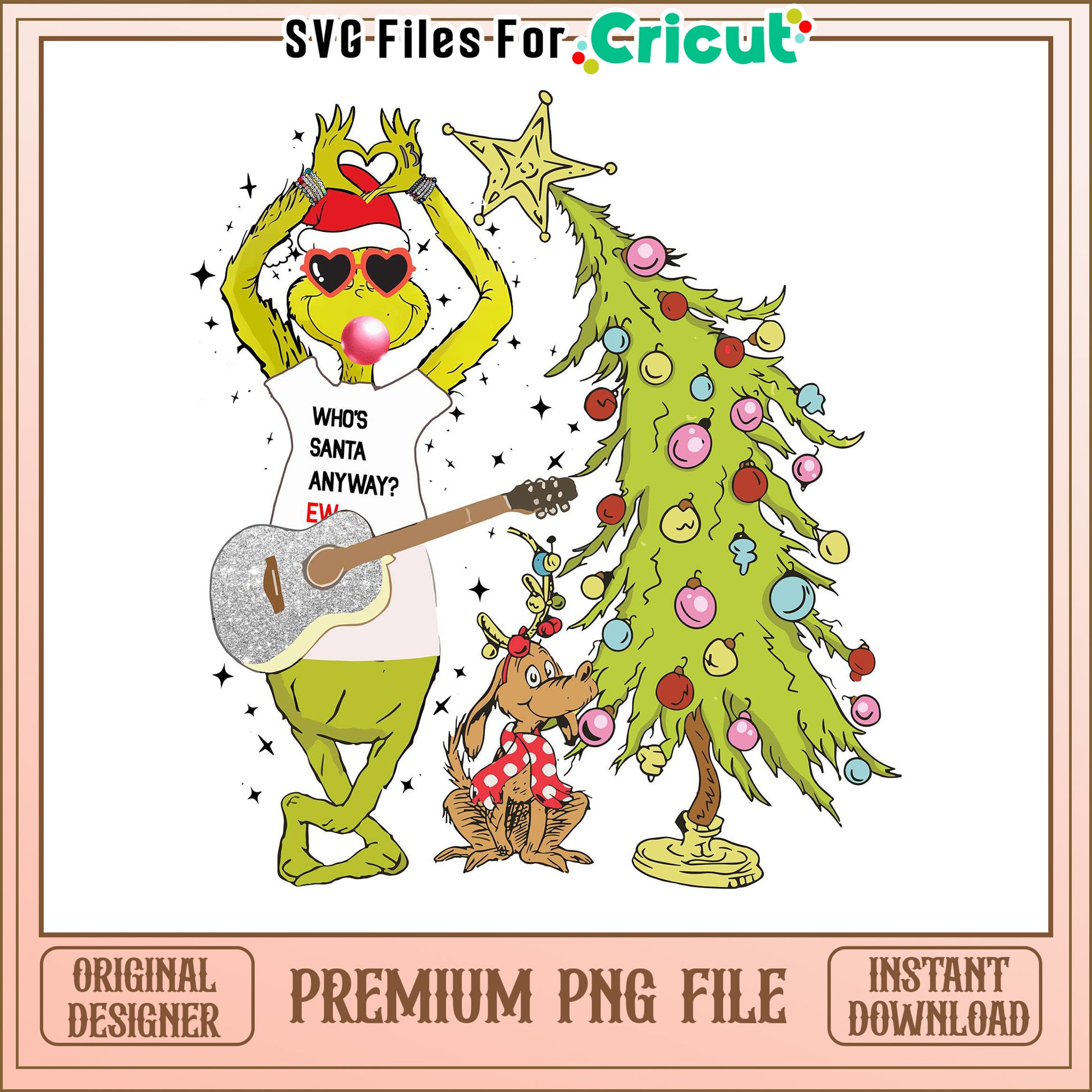 Grinch Celebrating Christmas with Dog, Fun Holiday PNG Download