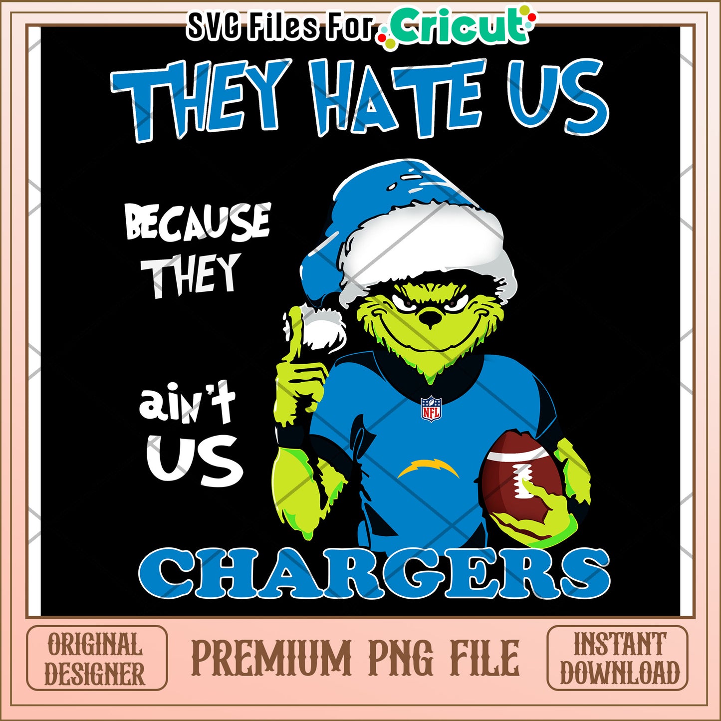 Grinch Charger Design for NFL Fans, Perfect for Cricut Projects