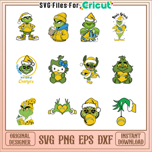 Grinch Chargers Bundle SVG PNG EPS DXF