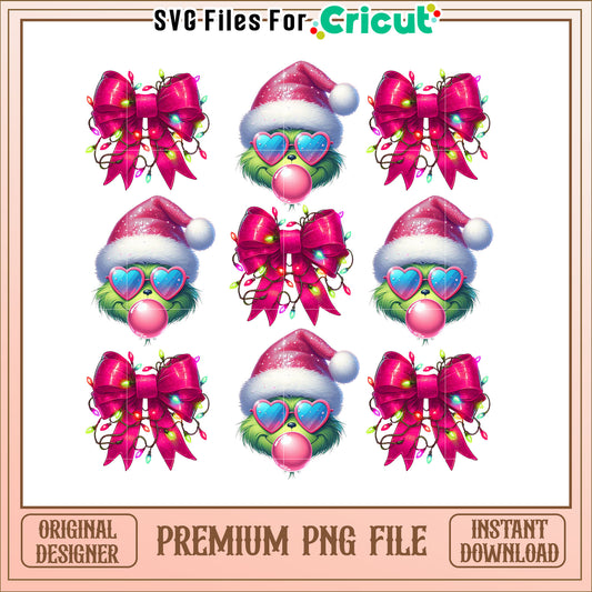 Grinch Christmas Bow PNG Graphics
