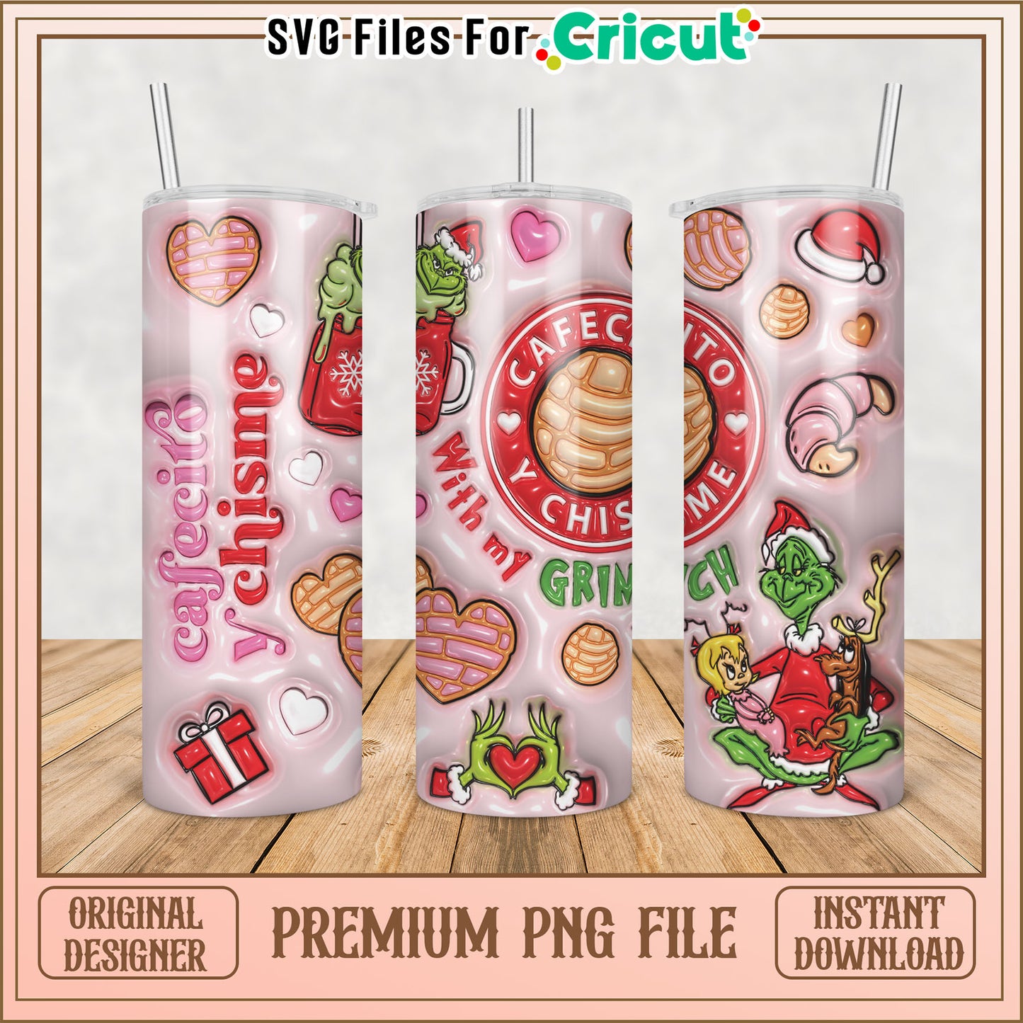 Grinch Christmas Cafe PNG Tumbler