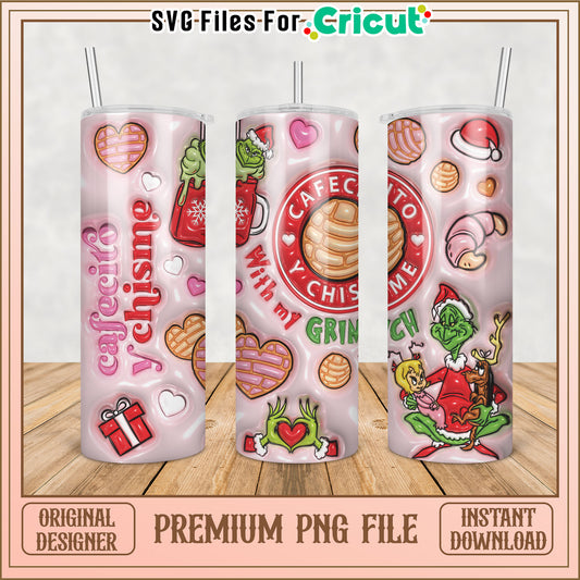 Grinch Christmas Cafe PNG Tumbler