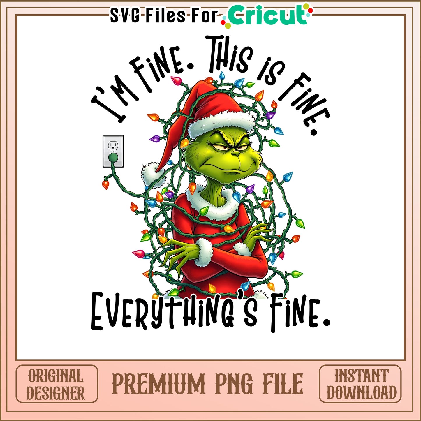 Grinch Christmas Design PNG File, Perfect for Holiday Crafts