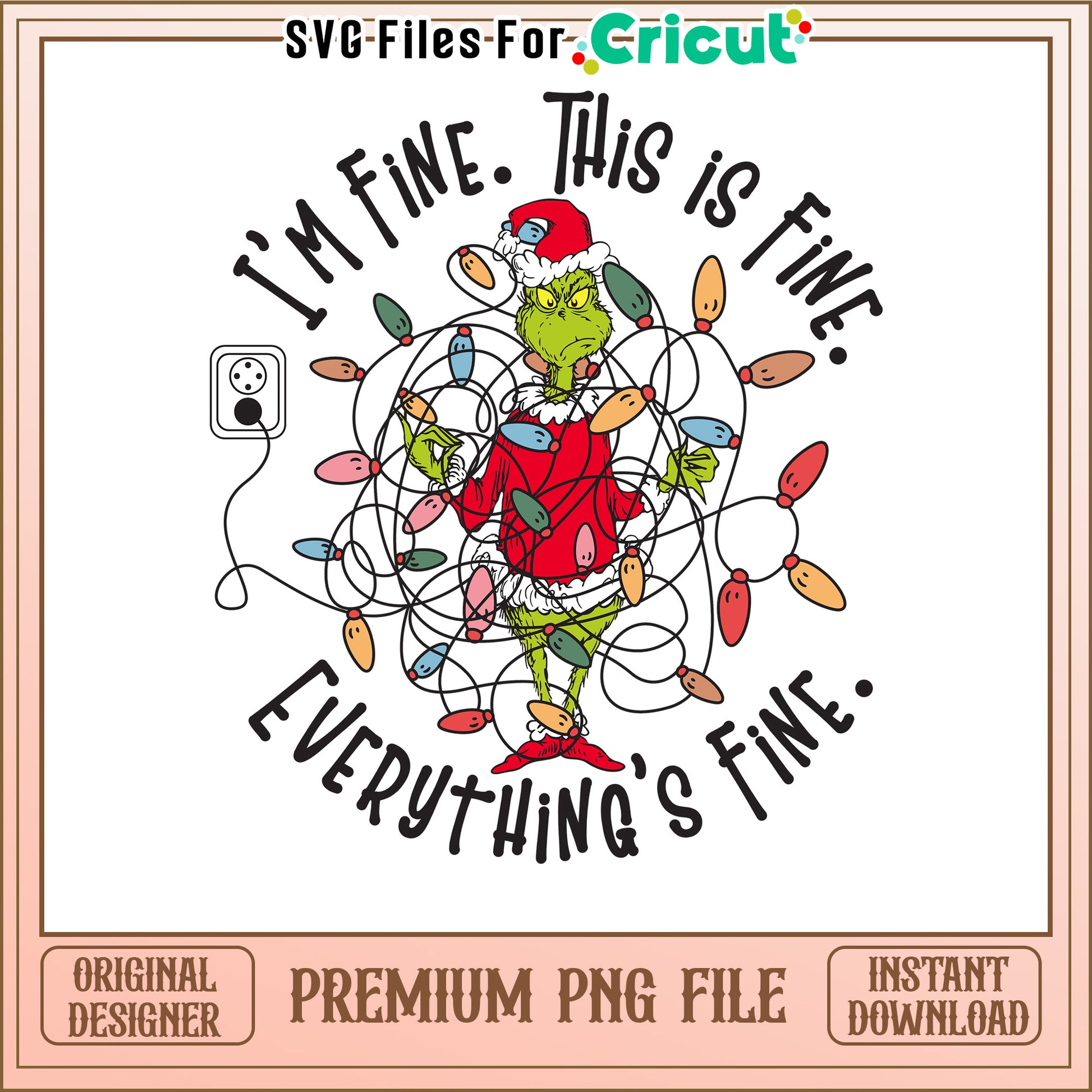 Grinch Christmas Lights Design, Perfect for Holiday Crafts PNG