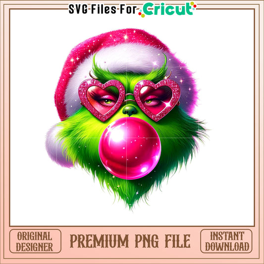 Grinch Christmas PNG Pink Glam Design