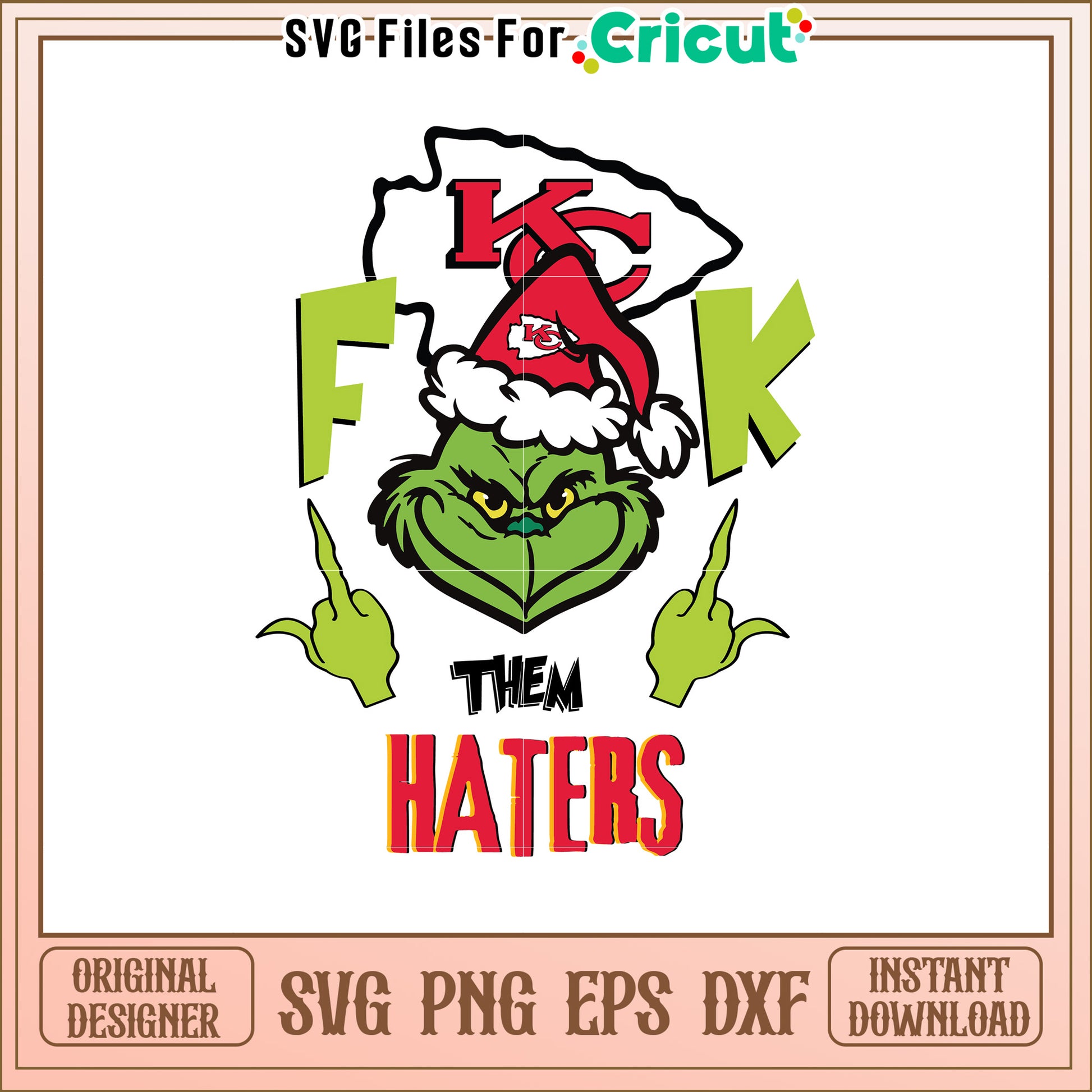 Grinch Christmas SVG Design for Kansas City Fans