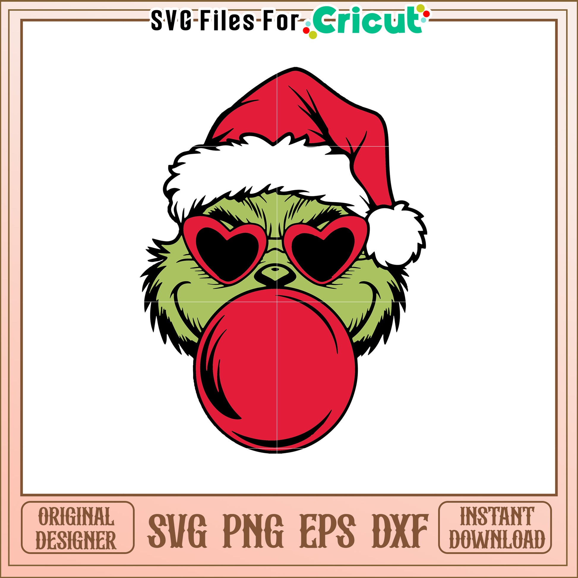 Grinch Christmas SVG Design with Santa Hat and Fun Glasses