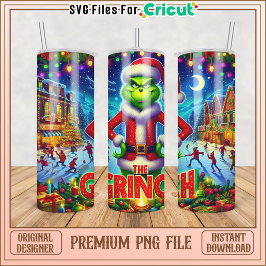 Grinch Christmas Tumbler Design Premium PNG for Cricut Projects