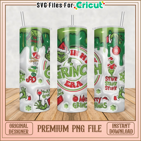 Grinch Christmas Tumbler PNG Design