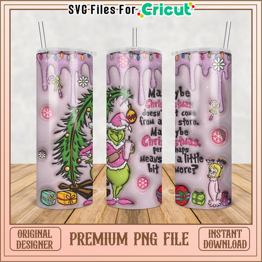 Grinch Christmas Tumbler PNG Design for Crafting and Gifts