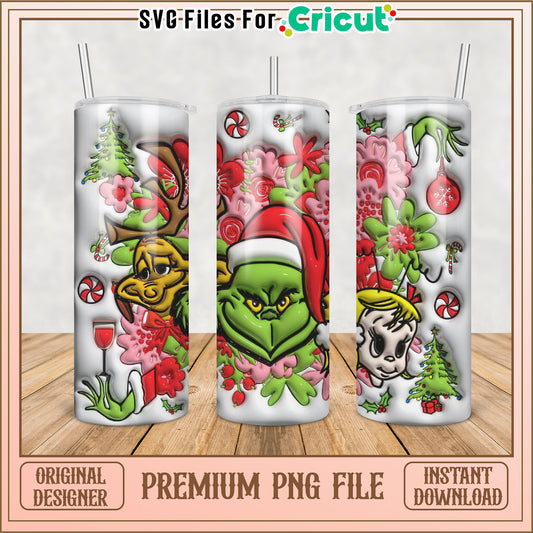 Grinch Christmas Tumbler PNG Design for Cricut Crafting Download