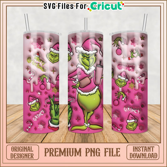 Grinch Christmas Tumbler PNG Design for Cricut Projects Download