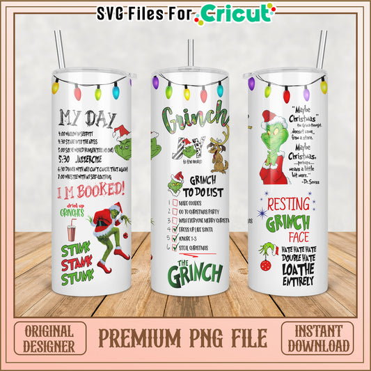 Grinch Christmas Tumbler PNG Designs