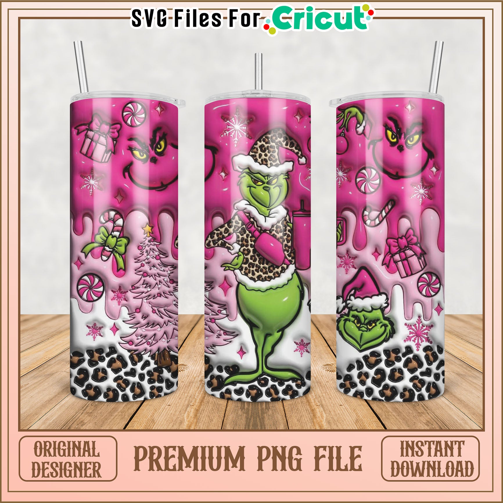 Grinch Christmas Tumbler PNG File for Cricut Instant Download