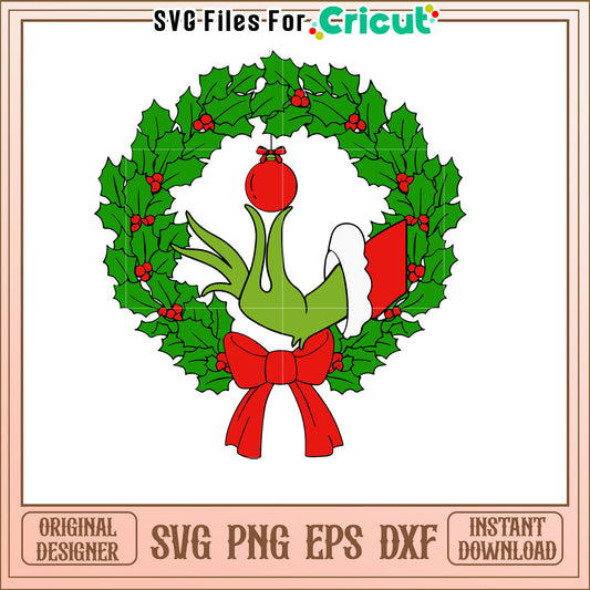 Grinch Christmas Wreath SVG