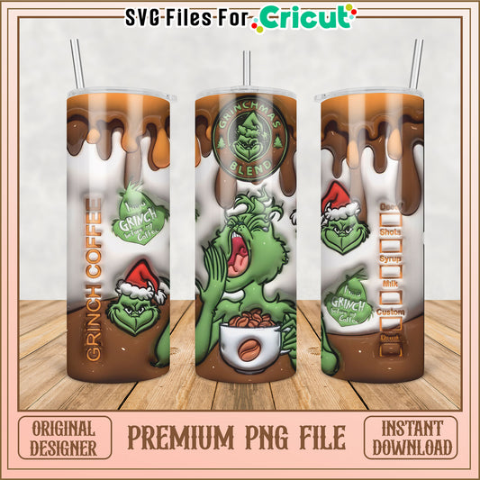 Grinch Coffee Tumbler PNG Sublimation