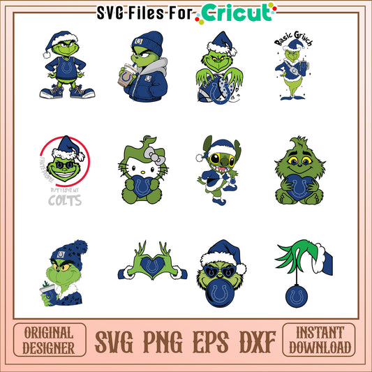 Grinch Colts SVG Bundle Instant Download