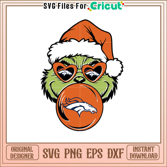 Grinch Denver Broncos Christmas SVG