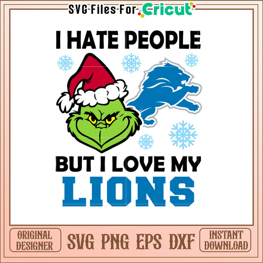 Grinch Detroit Lions Christmas SVG