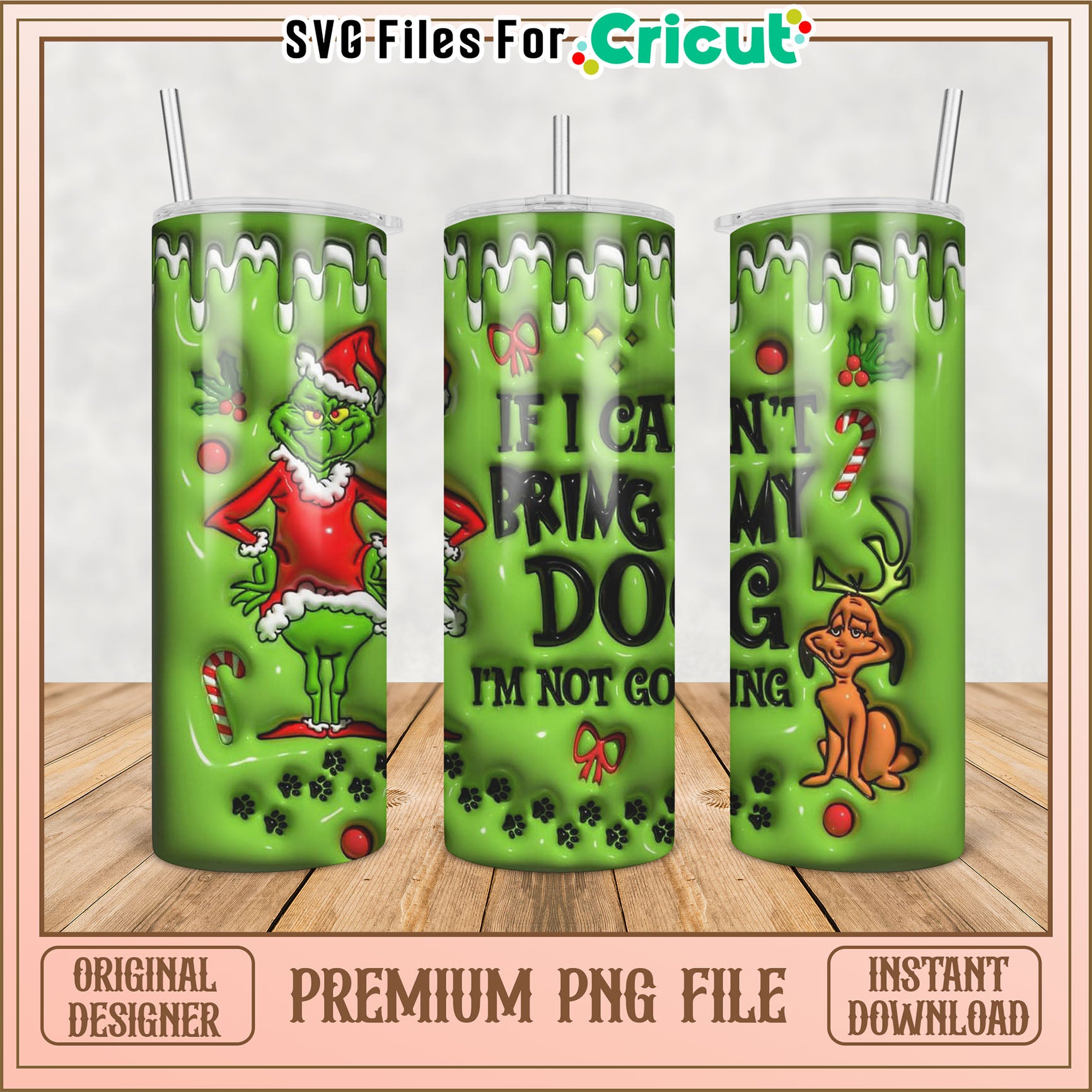 Grinch Dog Christmas Tumbler PNG
