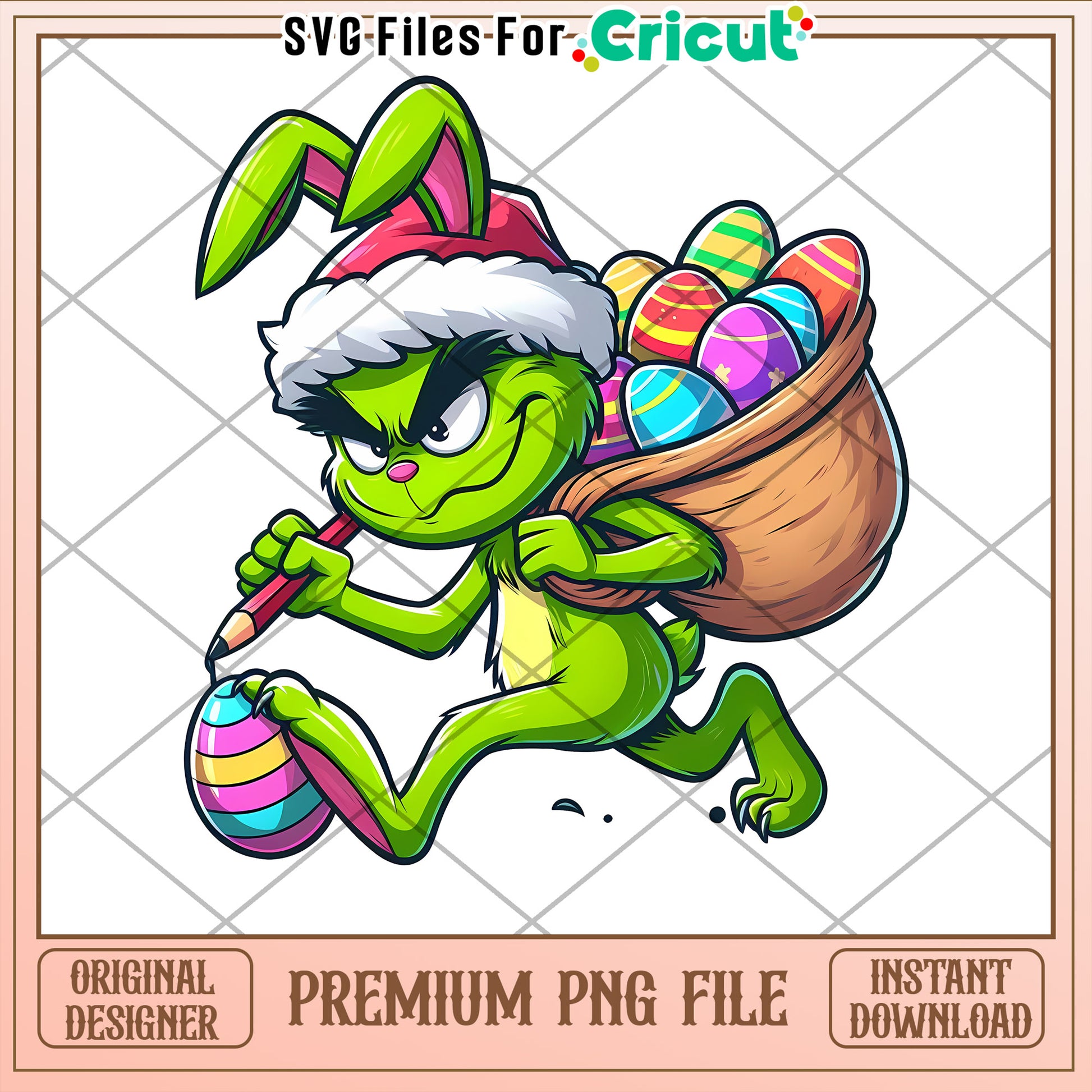 Grinch Easter Bunny PNG Instant Download