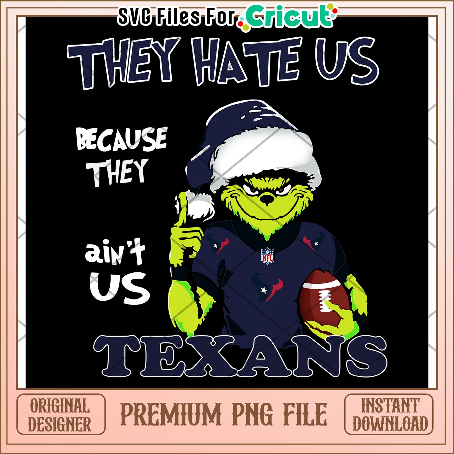 Grinch Fantasy Football PNG, Perfect for Texans Fans Decor