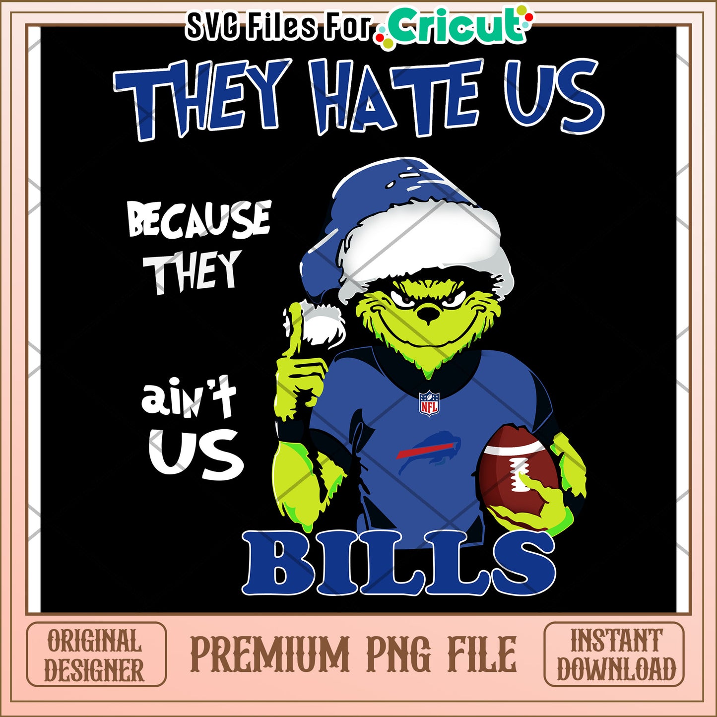 Grinch Football Design for Bills Fans, Instant Download PNG File