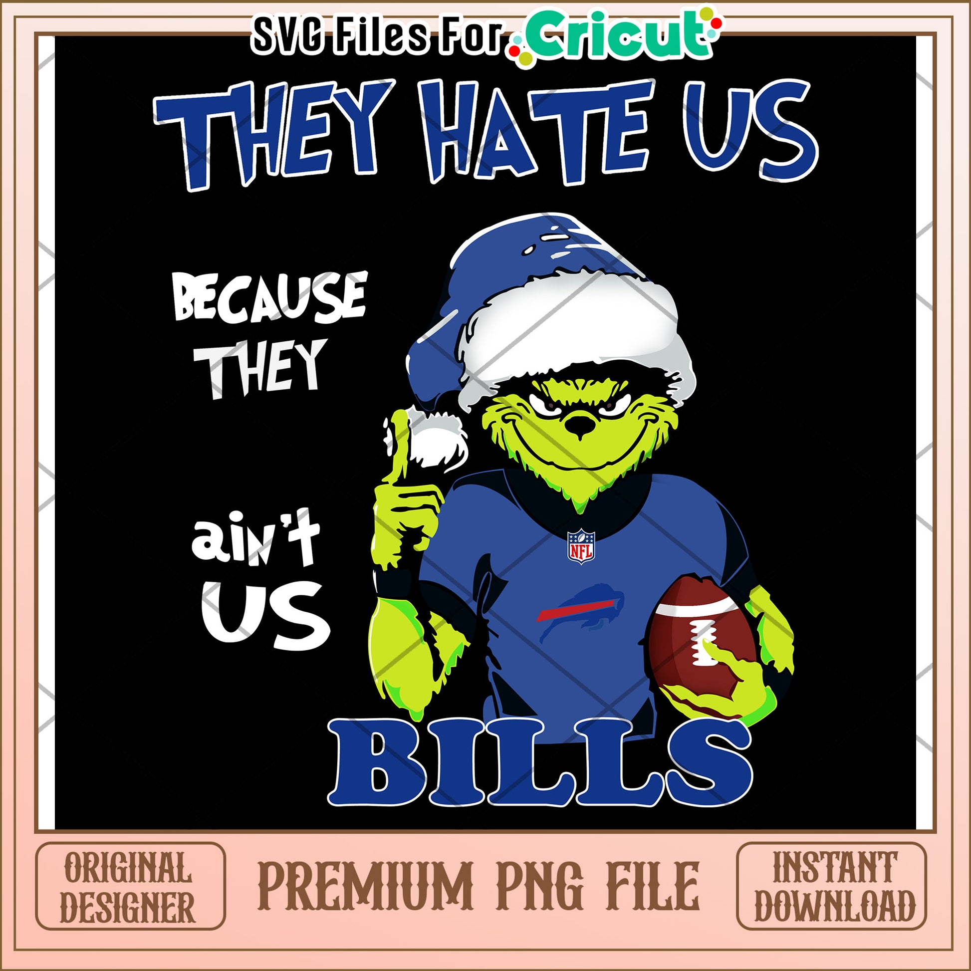 Grinch Football Design for Bills Fans, Instant Download PNG File