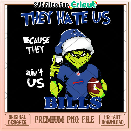 Grinch Football Design for Bills Fans, Instant Download PNG File