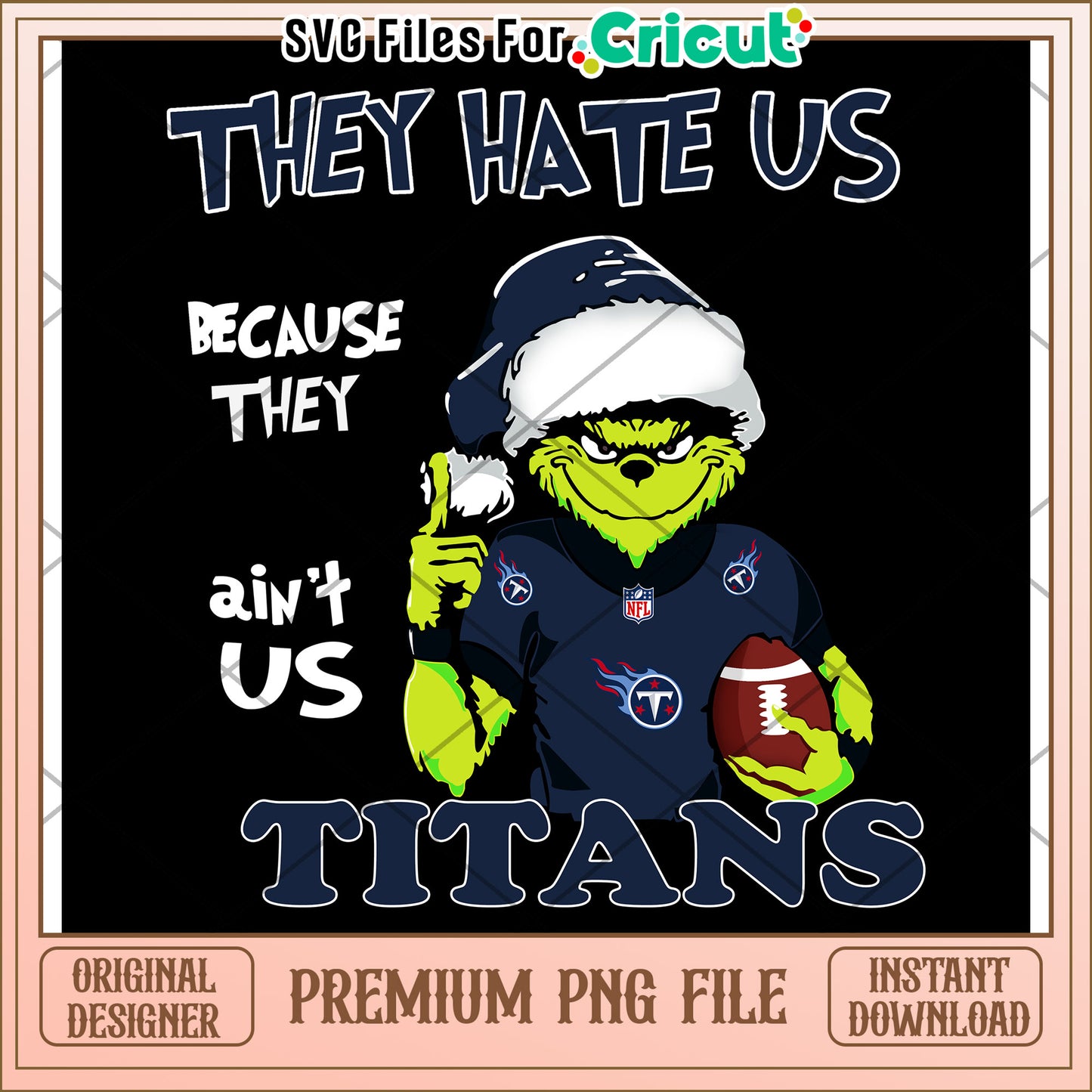 Grinch Football PNG Design, Perfect for Titans Fans and Crafts
