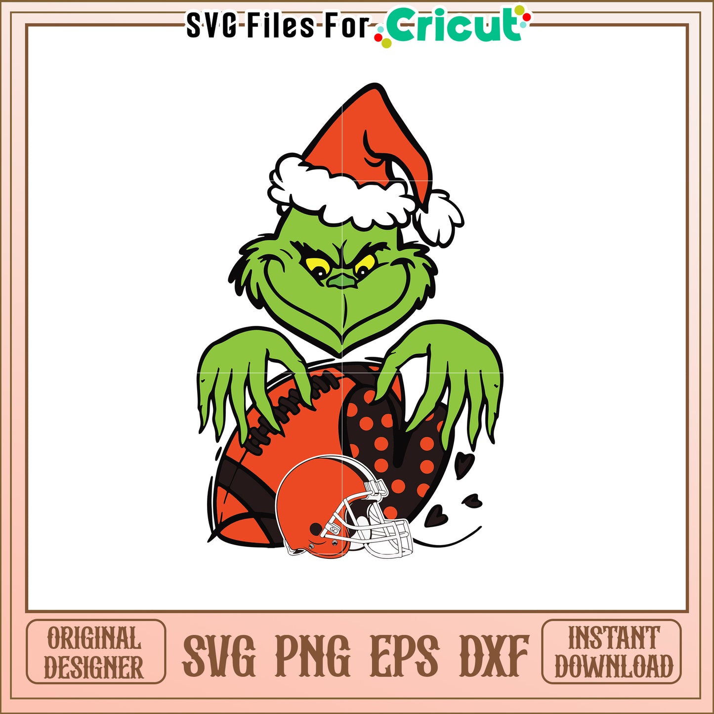Grinch Football SVG Design Christmas