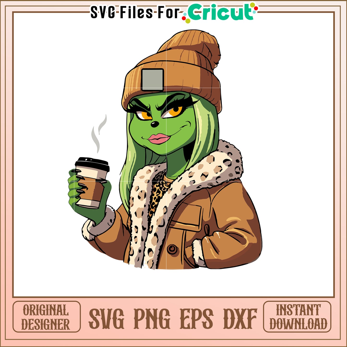 Grinch Girl Coffee SVG Cut File