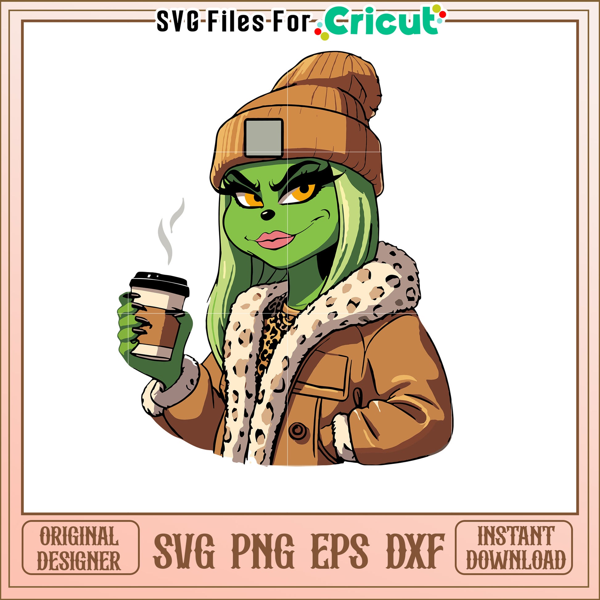 Grinch Girl Coffee SVG Cut File