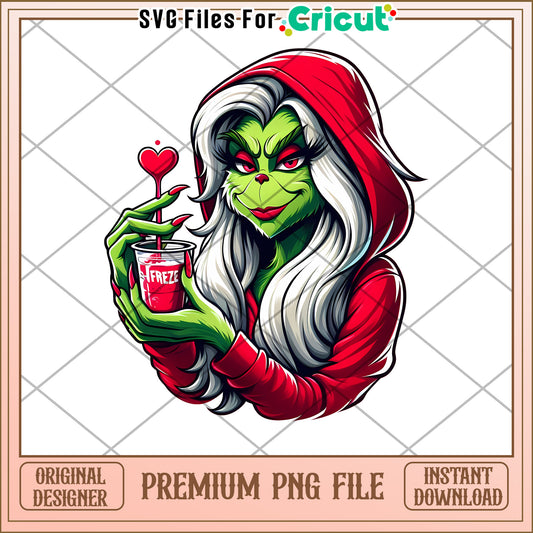 Grinch Girl PNG Sublimation Design Instant Download