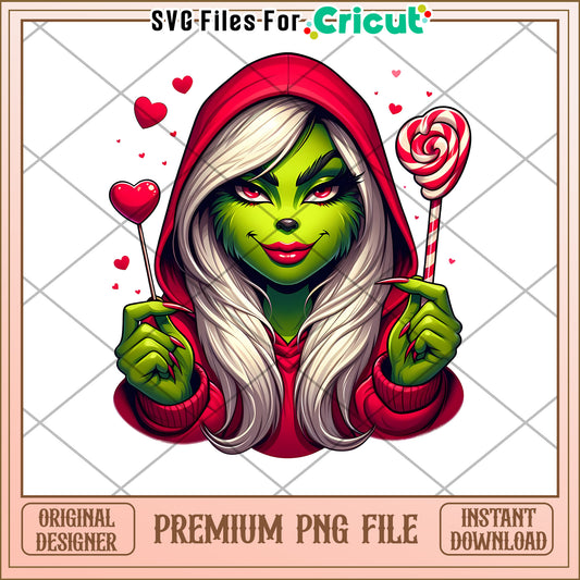Grinch Girl PNG Valentines Day Sublimation
