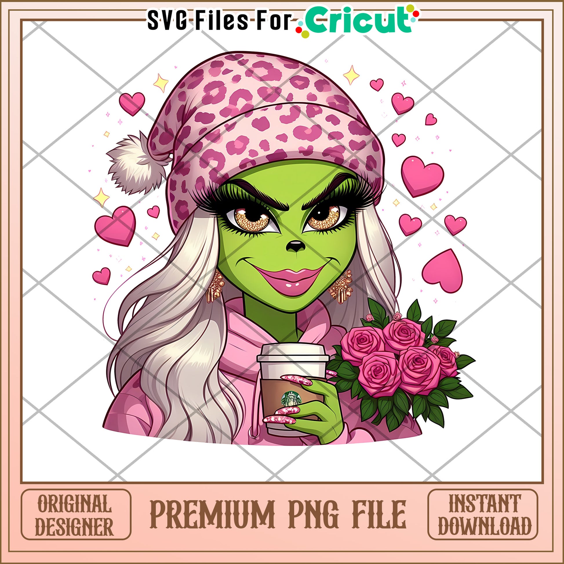 Grinch Girl Valentine PNG Sublimation