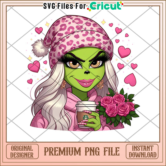 Grinch Girl Valentine PNG Sublimation