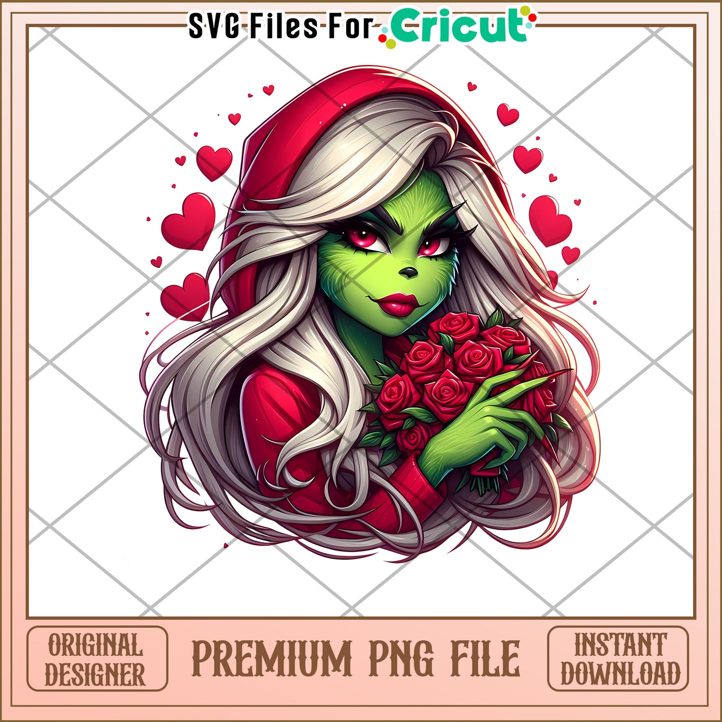 Grinch Girl Valentines PNG Cricut