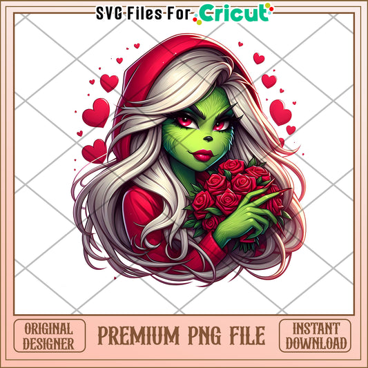 Grinch Girl Valentines PNG Cricut