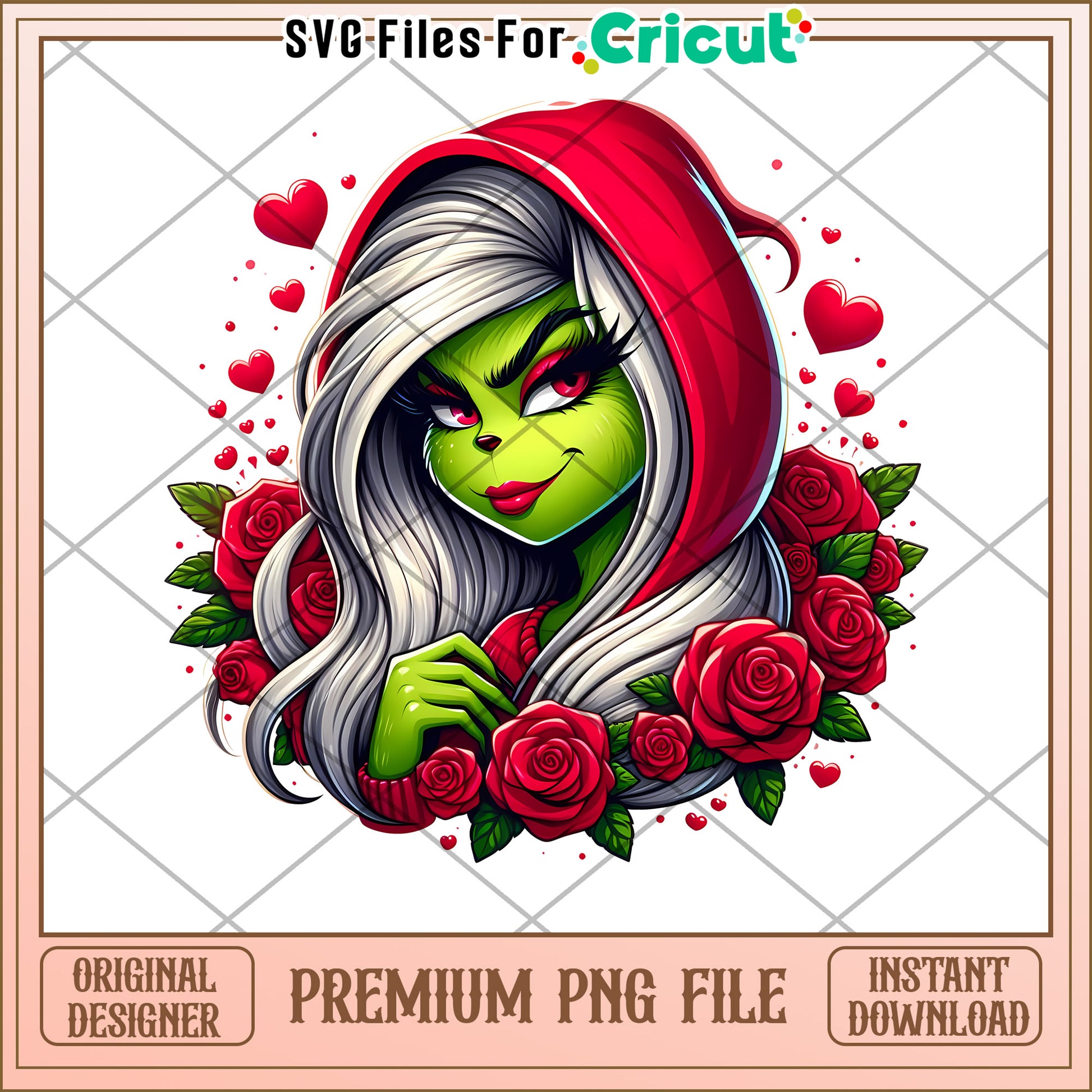 Grinch Girl Valentines PNG Sublimation