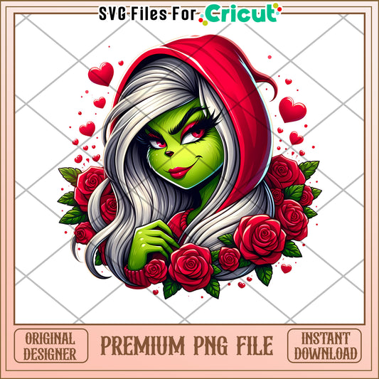 Grinch Girl Valentines PNG Sublimation