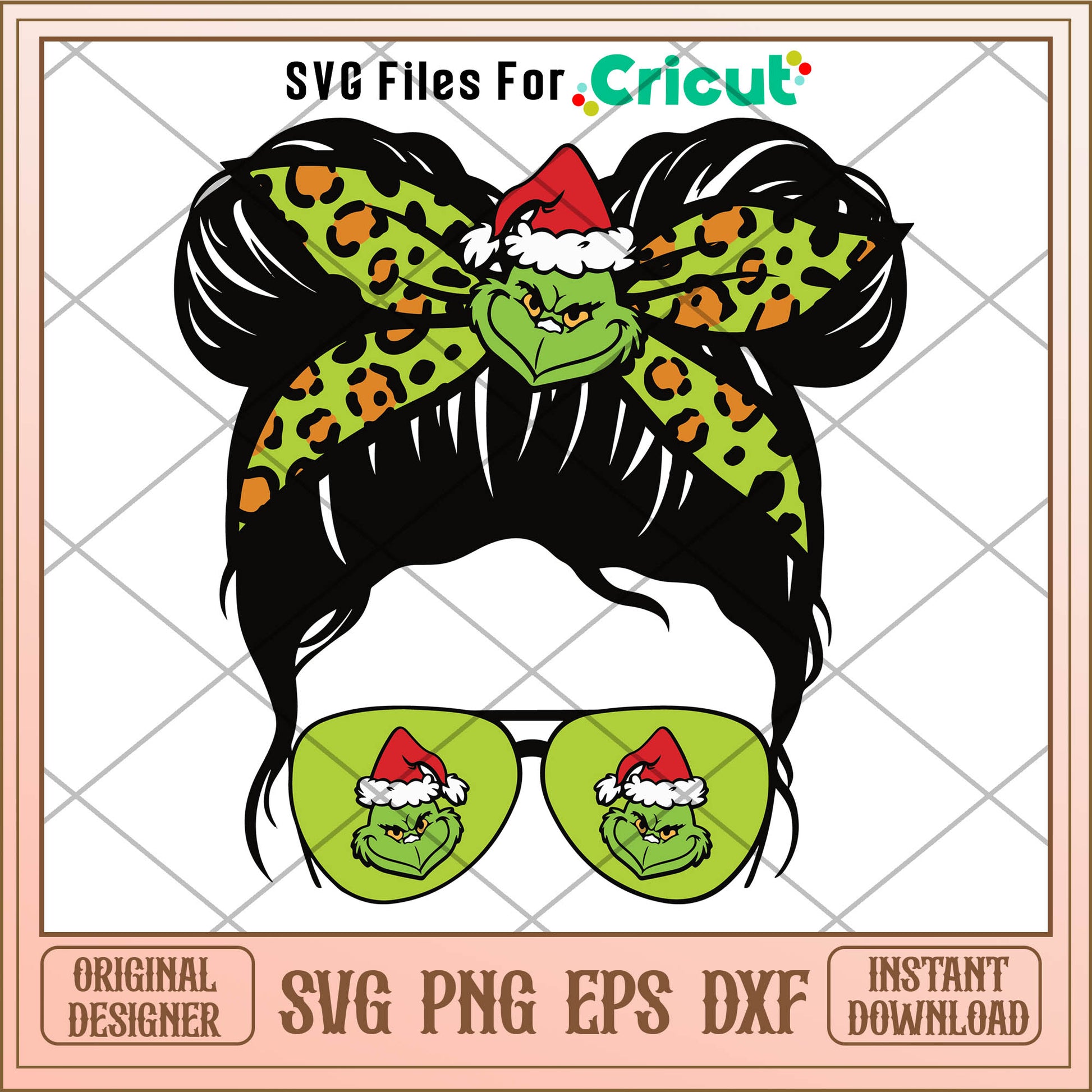 Grinch Glasses Christmas Leopard SVG, grinch glasses​ svg