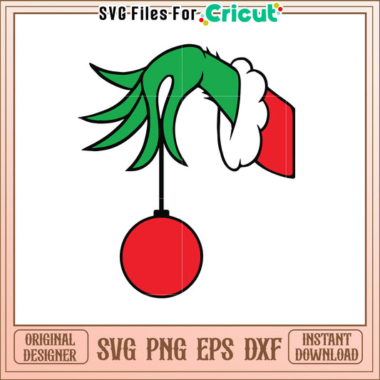 Grinch Hand SVG Ornament Design